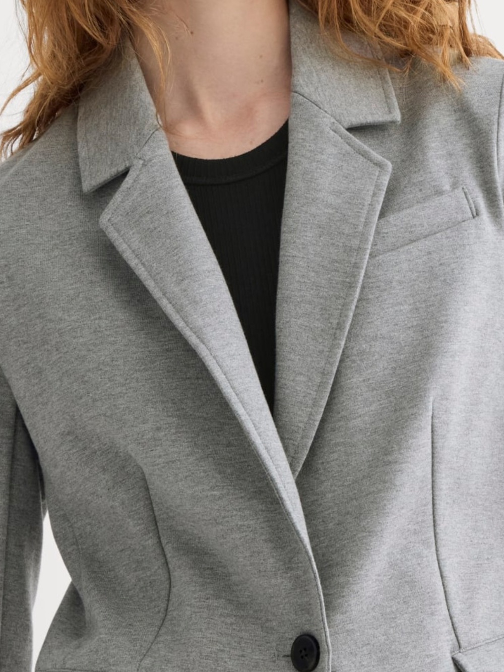 EVERLANE The Dream Blazer Heather Grey Organic Cotton Double Knit Blazer, Small